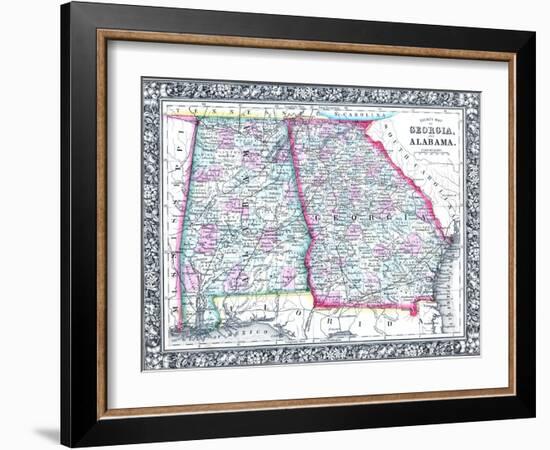 1864, United States, Georgia, Alabama, Florida, North America, Georgia and Alabama-null-Framed Giclee Print