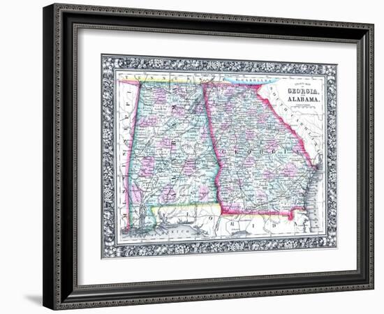 1864, United States, Georgia, Alabama, Florida, North America, Georgia and Alabama-null-Framed Giclee Print