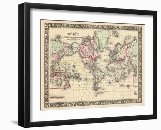 1864, World, World Map-null-Framed Giclee Print