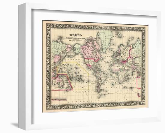 1864, World, World Map-null-Framed Giclee Print