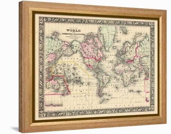 1864, World, World Map-null-Framed Premier Image Canvas