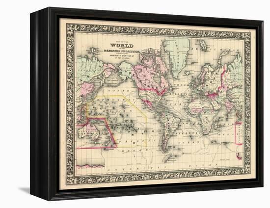 1864, World, World Map-null-Framed Premier Image Canvas