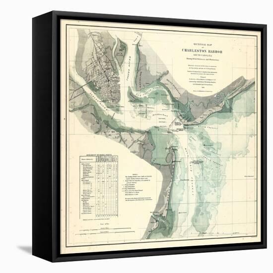 1865, Charleston Harbor Chart South Carolina, South Carolina, United States-null-Framed Premier Image Canvas