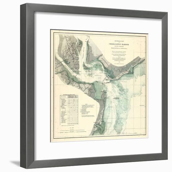 1865, Charleston Harbor Chart South Carolina, South Carolina, United States-null-Framed Giclee Print