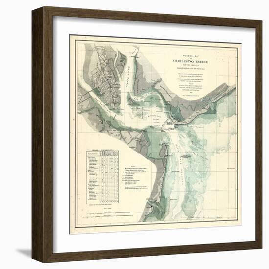 1865, Charleston Harbor Chart South Carolina, South Carolina, United States-null-Framed Giclee Print