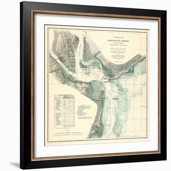 1865, Charleston Harbor Chart South Carolina, South Carolina, United States-null-Framed Giclee Print