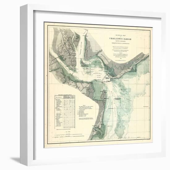 1865, Charleston Harbor Chart South Carolina, South Carolina, United States-null-Framed Giclee Print