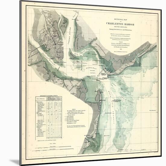 1865, Charleston Harbor Chart South Carolina, South Carolina, United States-null-Mounted Giclee Print