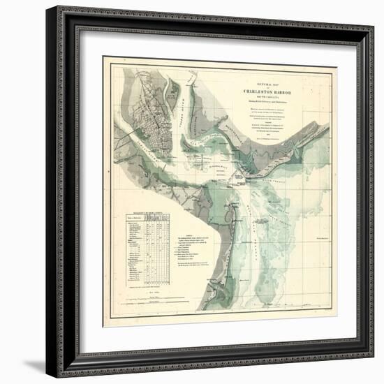 1865, Charleston Harbor Chart South Carolina, South Carolina, United States-null-Framed Giclee Print