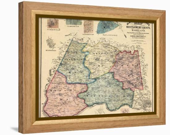 1865, Montgomery County Wall Map, Maryland, United States-null-Framed Premier Image Canvas