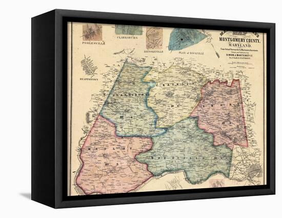 1865, Montgomery County Wall Map, Maryland, United States-null-Framed Premier Image Canvas