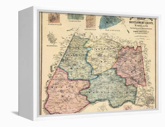 1865, Montgomery County Wall Map, Maryland, United States-null-Framed Premier Image Canvas