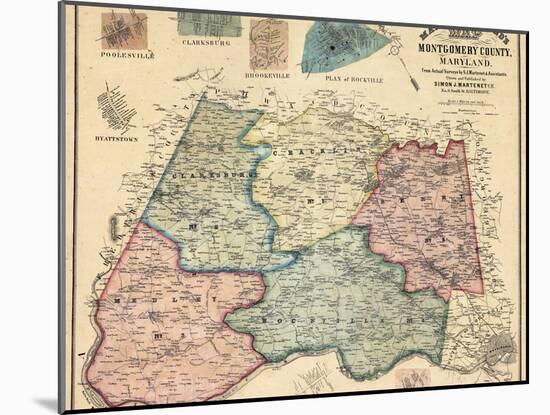 1865, Montgomery County Wall Map, Maryland, United States-null-Mounted Giclee Print
