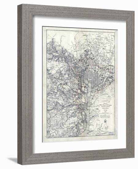 1865, Washington D.C., Civil War, Military Wall Map, District of Columbia, United States-null-Framed Giclee Print