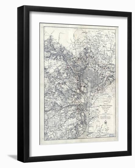 1865, Washington D.C., Civil War, Military Wall Map, District of Columbia, United States-null-Framed Giclee Print