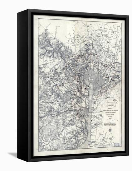 1865, Washington D.C., Civil War, Military Wall Map, District of Columbia, United States-null-Framed Premier Image Canvas