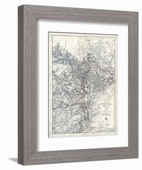 1865, Washington D.C., Civil War, Military Wall Map, District of Columbia, United States-null-Framed Premium Giclee Print