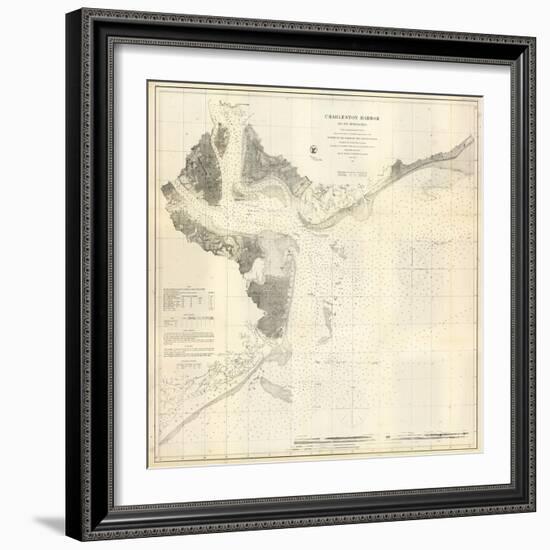 1866, Charleston Harbor Chart South Carolina, South Carolina, United States-null-Framed Giclee Print