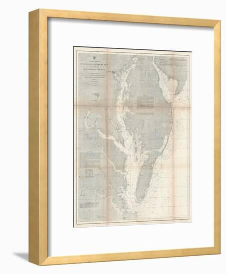 1866, Chesapeake Bay and Virginia's Eastern Shore Chart Virginia, Virginia, United States-null-Framed Giclee Print