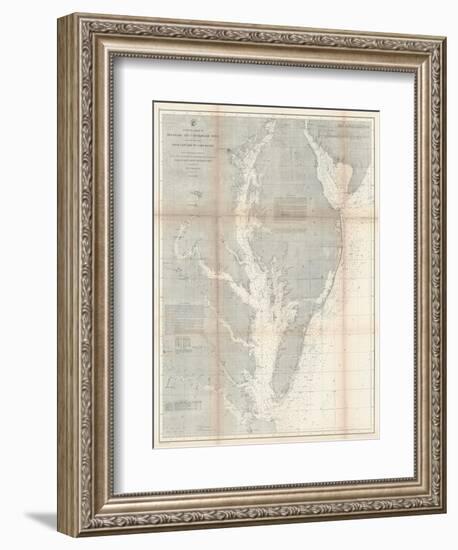 1866, Chesapeake Bay and Virginia's Eastern Shore Chart Virginia, Virginia, United States-null-Framed Giclee Print