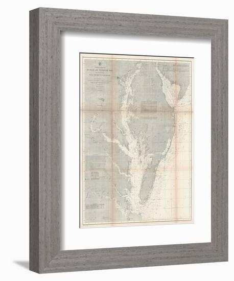 1866, Chesapeake Bay and Virginia's Eastern Shore Chart Virginia, Virginia, United States-null-Framed Giclee Print