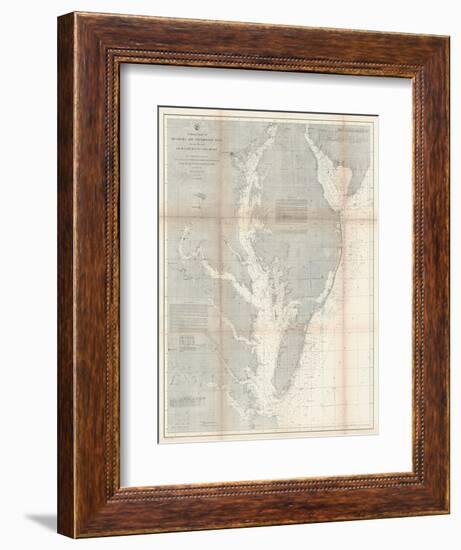 1866, Chesapeake Bay and Virginia's Eastern Shore Chart Virginia, Virginia, United States-null-Framed Giclee Print