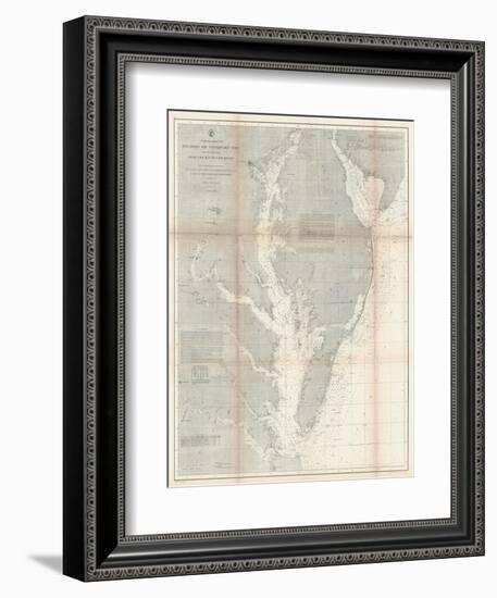 1866, Chesapeake Bay and Virginia's Eastern Shore Chart Virginia, Virginia, United States-null-Framed Giclee Print