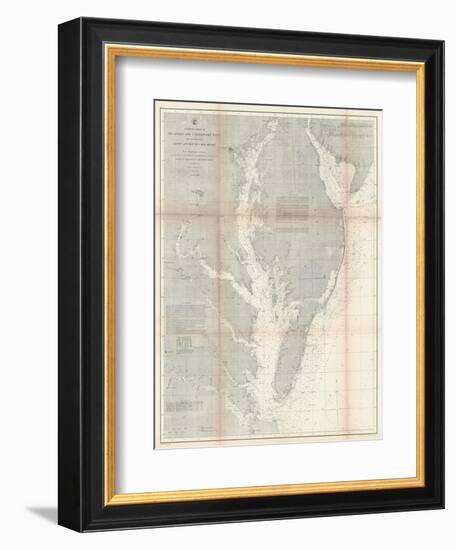 1866, Chesapeake Bay and Virginia's Eastern Shore Chart Virginia, Virginia, United States-null-Framed Giclee Print