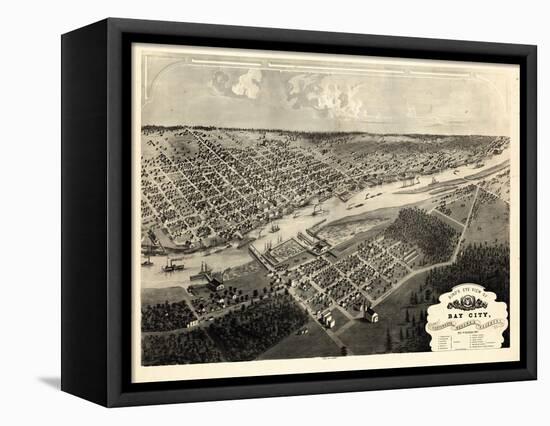 1867, Bay City Bird's Eye View, Michigan, United States-null-Framed Premier Image Canvas