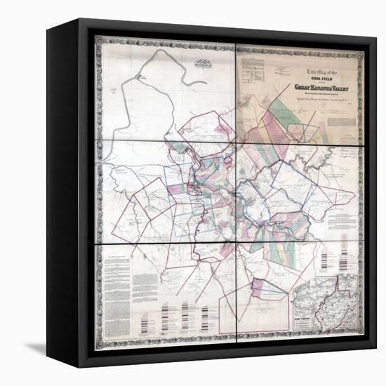 1867, Kanawha River Valley Wall Map, West Virginia, United States-null-Framed Premier Image Canvas