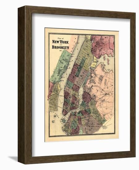 1867, New York & Brooklyn Plan, New York, United States-null-Framed Giclee Print