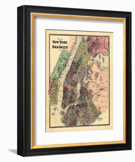 1867, New York & Brooklyn Plan, New York, United States-null-Framed Giclee Print