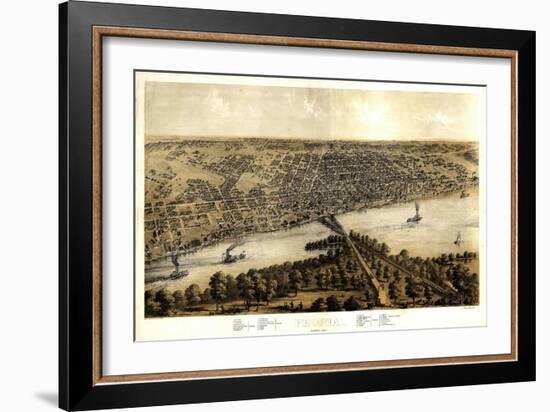 1867, Peoria Bird's Eye View, Illinois, United States-null-Framed Giclee Print