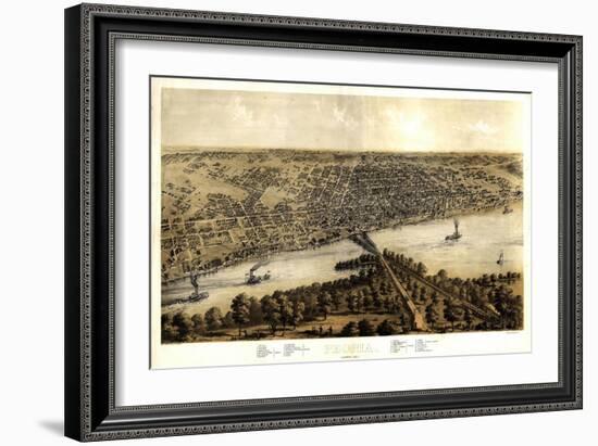 1867, Peoria Bird's Eye View, Illinois, United States-null-Framed Giclee Print