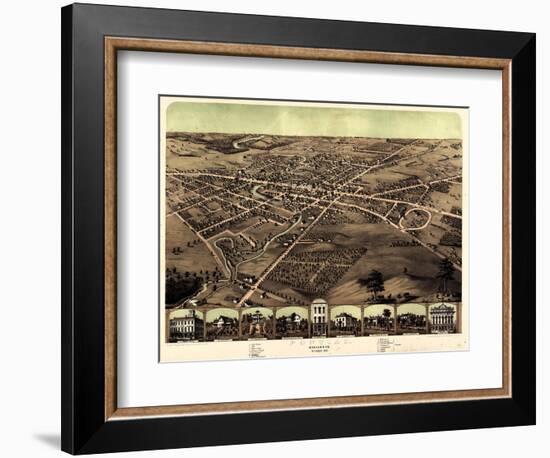 1867, Pontiac Bird's Eye View, Michigan, United States-null-Framed Giclee Print