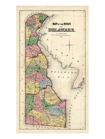 1868 Delaware State Map Delaware United States Giclee Print Art Com