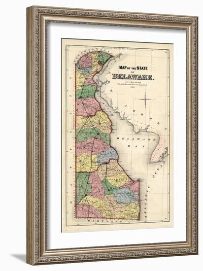 1868, Delaware State Map, Delaware, United States-null-Framed Giclee Print