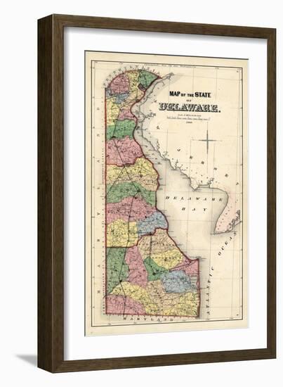 1868, Delaware State Map, Delaware, United States-null-Framed Giclee Print