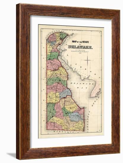 1868, Delaware State Map, Delaware, United States-null-Framed Giclee Print