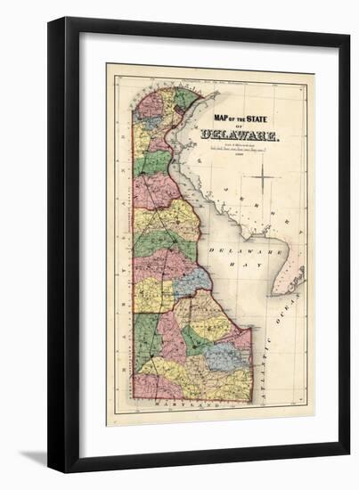 1868, Delaware State Map, Delaware, United States-null-Framed Giclee Print