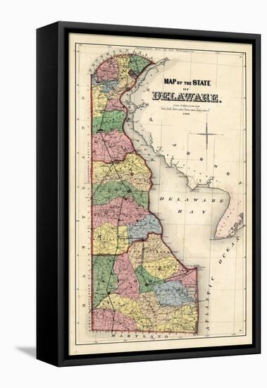 1868, Delaware State Map, Delaware, United States-null-Framed Premier Image Canvas