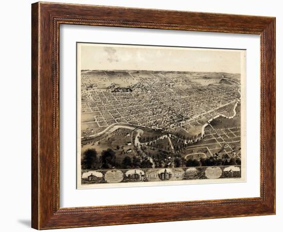 1868, Fort Wayne Bird's Eye View, Indiana, United States-null-Framed Giclee Print