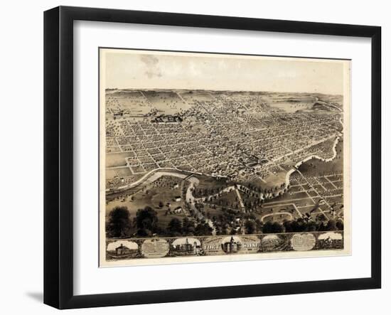 1868, Fort Wayne Bird's Eye View, Indiana, United States-null-Framed Giclee Print