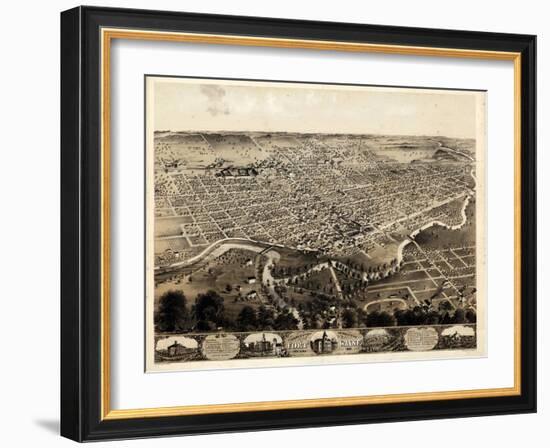 1868, Fort Wayne Bird's Eye View, Indiana, United States-null-Framed Giclee Print