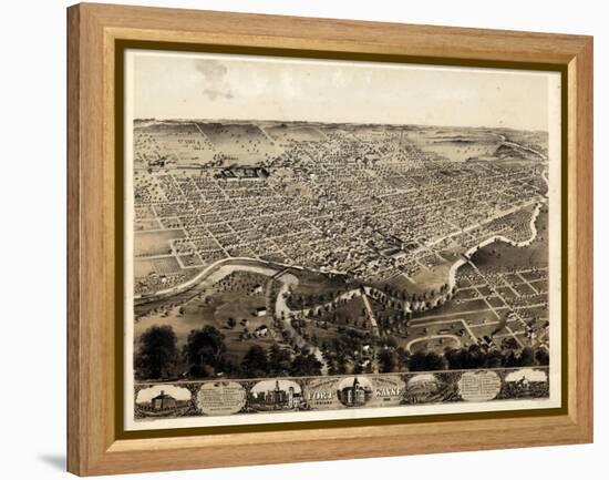 1868, Fort Wayne Bird's Eye View, Indiana, United States-null-Framed Premier Image Canvas