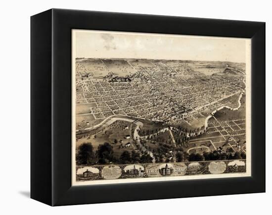 1868, Fort Wayne Bird's Eye View, Indiana, United States-null-Framed Premier Image Canvas