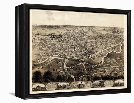 1868, Fort Wayne Bird's Eye View, Indiana, United States-null-Framed Premier Image Canvas