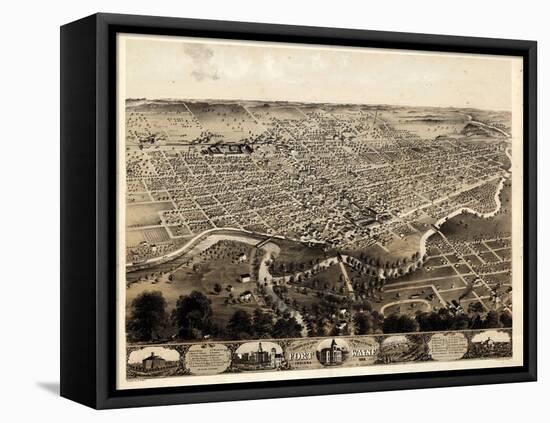 1868, Fort Wayne Bird's Eye View, Indiana, United States-null-Framed Premier Image Canvas