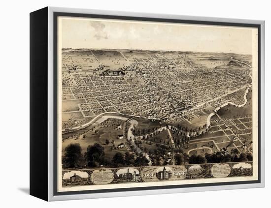 1868, Fort Wayne Bird's Eye View, Indiana, United States-null-Framed Premier Image Canvas