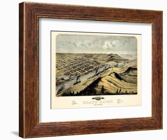 1868, Grand Haven Bird's Eye View, Michigan, United States-null-Framed Giclee Print